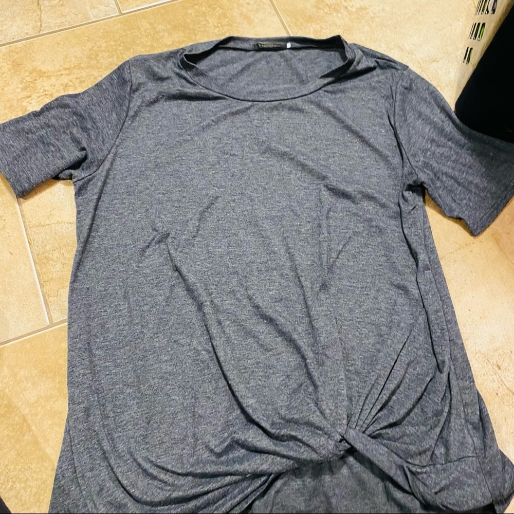 Grey tied shirt